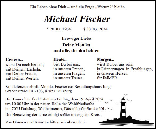 Traueranzeige Michael Fischer